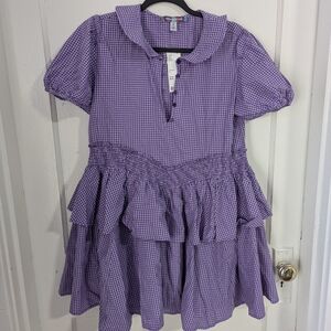 Urban Outfitters Purple Gingham Ruffle Dress